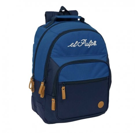 Safta el Pulpo Mochila - Adaptable a Carro - Bolsillo Frontal - Portabotellas - Cremallera con Doble Tirador - Asa de Mano - Hombreras y Espalda Acolchada - 32x42x15cm - Color Azul Marino