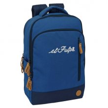 Safta el Pulpo Mochila para Portatiles hasta 15.6" - Portabotellas - Cremallera con Doble Tirador - Bolsillo para Tablet hasta 10.6" - Conector USB - Acolchada - 29x44x15cm - Color Azul Marino