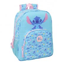 Safta Stitch Waves Mochila - Adaptable a Carro - Bolsillo Frontal - Portabotellas - Cremallera con Doble Tirador - Asa de Mano - Hombreras y Espalda Acolchada - 33x42x14cm - Color Azul Claro
