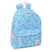Safta Stitch Waves Mochila - Bolsillo Frontal - Espalda Acolchada - Hombreras Ergonomicas - Cremallera con Doble Tirador - Asa de Mano - 33x42x15cm - Color Azul Claro