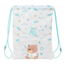 Safta Real Madrid Preescolar Saco Plano Infantil - Cierre Mediante Cordones - Bolsillo Interior con Cremallera - Seguridad Antiestrangulamiento - 26x34x1cm - Color Blanco