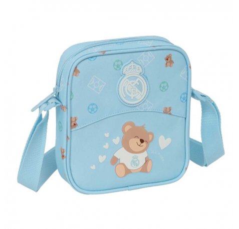 Safta Real Madrid Preescolar Bolsito con Bandolera Ajustable - Compacto - Cierre con Cremallera - 16x18x4cm - Color Azul