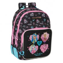 Safta Monster High Mochila con 2 Compartimentos - Antirozaduras - Adaptable a Carro - Bolsillo Frontal - Portabotellas - Tirador Doble - Hombreras Ergonomicas - 20L - 320x150x420mm - Color Negro