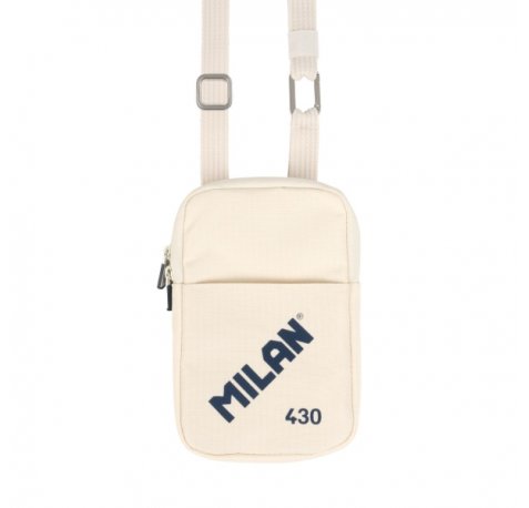 Milan Coleccion 430 Bolso PequeÃ±o Bandolera - TamaÃ±o Bolso 19x2.3x12.8cm - Cierre de Cremallera - Mosqueton de Aluminio - Color Beige