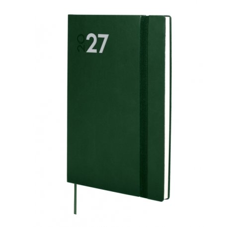Finocam Dynamic Mara Agenda Profesional - Anual 2027 - Semana Vista Vertical - Formato Y10 - 140x204mm - Goma Elastica - Tapa Blanda de PU - Esquinas Microperforadas - Papel de 80g/m2 - Color Verde