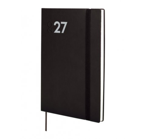 Finocam Dynamic Mara Agenda Profesional - Anual 2027 - Semana Vista Vertical - Formato Y10 - 140x204mm - Goma Elastica - Tapa Blanda de PU - Esquinas Microperforadas - Papel de 80g/m2 - Color Negro