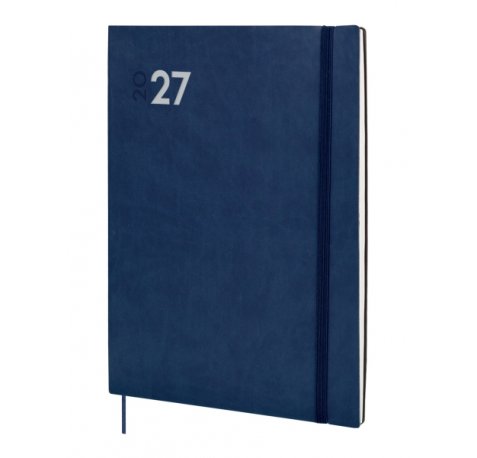 Finocam Dynamic Mara Agenda Profesional - Anual 2027 - Semana Vista Vertical - Formato Y12 - 210x270mm - Goma Elastica - Tapa Blanda de PU - Esquinas Microperforadas - Papel de 80g/m2 - Color Azul