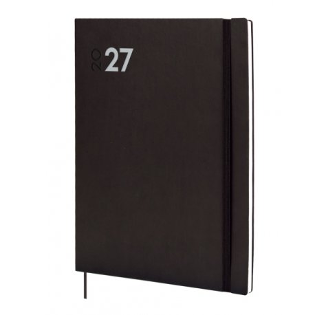 Finocam Dynamic Mara Agenda Profesional - Anual 2027 - Semana Vista Vertical - Formato Y12 - 210x270mm - Goma Elastica - Tapa Blanda de PU - Esquinas Microperforadas - Papel de 80g/m2 - Color Negro