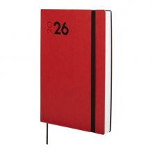 Finocam Dynamic Mara Agenda Profesional - Anual 2026 - Tapa Blanda - Cierre con Goma Elastica - Formato Y10 - 144x22x208mm - 1 Dia por Pagina - Color Rojo