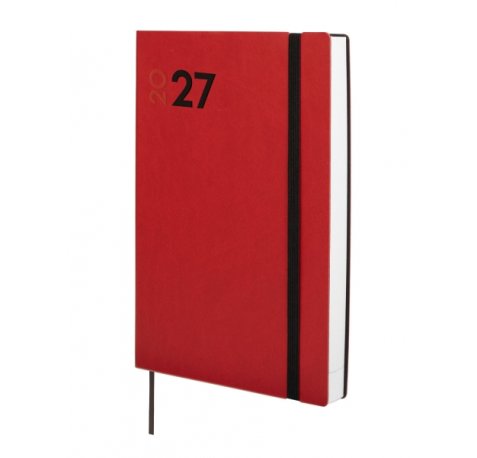 Finocam Dynamic Mara Agenda Profesional - Anual 2027 - 1 Dia por Pagina - Formato Y10 - 140x204mm - Goma Elastica - Tapa Blanda de PU - Esquinas Microperforadas - Papel de 80g/m2 - Color Rojo