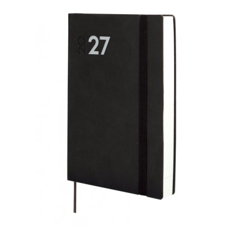 Finocam Dynamic Mara Agenda Profesional - Anual 2027 - 1 Dia por Pagina - Formato Y10 - 140x204mm - Goma Elastica - Tapa Blanda de PU - Esquinas Microperforadas - Papel de 80g/m2 - Color Negro