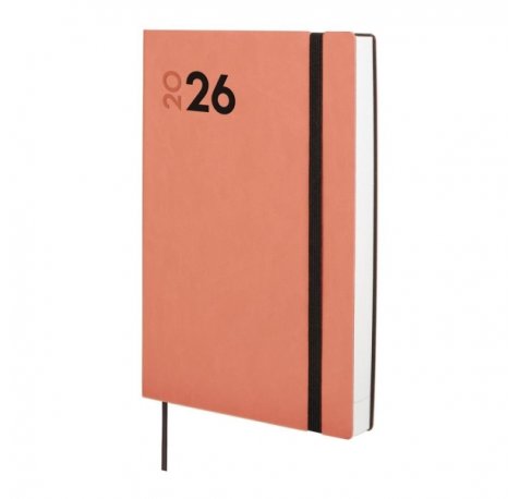 Finocam Dynamic Mara Agenda Profesional - Anual 2026 - Tapa Blanda - Cierre con Goma Elastica - Formato Y10 - 144x22x208mm - 1 Dia por Pagina - Color Coral