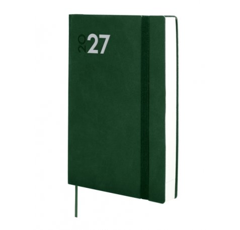 Finocam Dynamic Mara Agenda Profesional en Catalan - Anual 2027 - 1 Dia por Pagina - Formato Y10 - 140x204mm - Goma Elastica - Tapa Blanda de PU - Esquinas Microperforadas - Papel de 80g/m2 - Color Verde