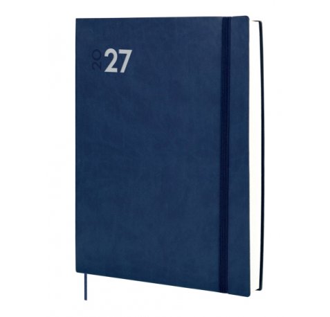 Finocam Dynamic Mara Agenda Profesional - Anual 2027 - 1 Dia por Pagina - Formato Y12 - 210x270mm - Goma Elastica - Tapa Blanda de PU - Esquinas Microperforadas - Papel de 80g/m2 - Color Azul