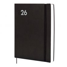 Finocam Dynamic Mara Agenda Profesional - Anual 2026 - Tapa Blanda - Cierre con Goma Elastica - Formato Y12 - 214x25x275mm - 1 Dia por Pagina - Color Negro