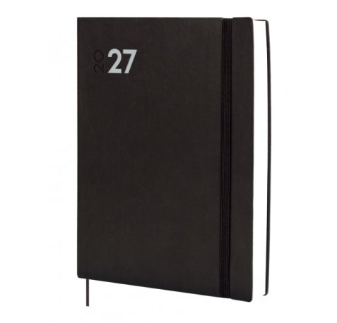 Finocam Dynamic Mara Agenda Profesional - Anual 2027 - 1 Dia por Pagina - Formato Y12 - 210x270mm - Goma Elastica - Tapa Blanda de PU - Esquinas Microperforadas - Papel de 80g/m2 - Color Negro