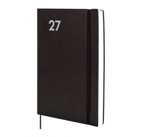 Finocam Dynamic Mara Agenda Profesional - Anual 2027 - 1 Dia por Pagina - Formato Y11 - 165x240mm - Goma Elastica - Tapa Blanda de PU - Esquinas Microperforadas - Papel de 80g/m2 - Color Negro