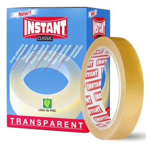 Instant Classic Cinta Adhesiva Transparente 19mm x 66m - Libre de PVC - Transparente (8 uds)