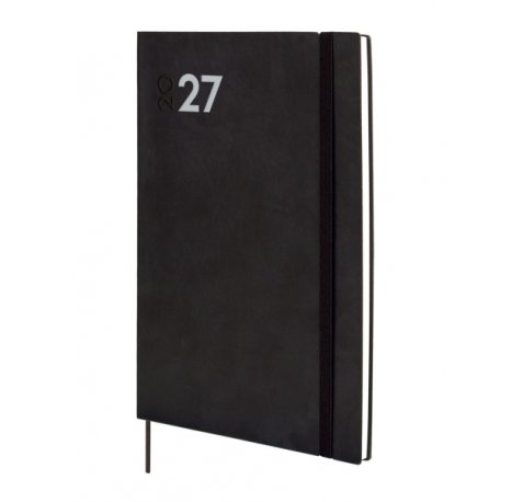 Finocam Dynamic Mara Agenda Profesional - Anual 2027 - Semana Vista Vertical - Formato Y11 - 165x240mm - Goma Elastica - Tapa Blanda de PU - Esquinas Microperforadas - Papel de 80g/m2 - Color Negro