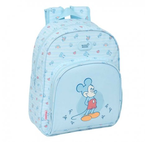 Safta Mickey Mouse Baby Mochila Infantil - Adaptable a Carro - Portabotellas - Hombreras Ergonomicas - Bolsillo Frontal - Asa Superior para Manejo - 9.5L - 280x100x340mm - Color Azul Claro