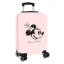 Safta Minnie Mouse Baby Maleta Trolley de Cabina 20â? - Cierre con Candado - Cremallera - Cintas Sujetaplanos - Ruedas Giratorias 360Â° - Asa Ajustable - 40.1L - 345x200x550mm - Color Rosa Pastel