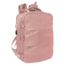 Safta Mochila de Cabina - Bolsillo para Portatil hasta 15.6" - Conector USB - Hombreras Ergonomicas - Zapatillero - Interior Acolchado - 23.1L - 290x190x440mm - Color Rosa