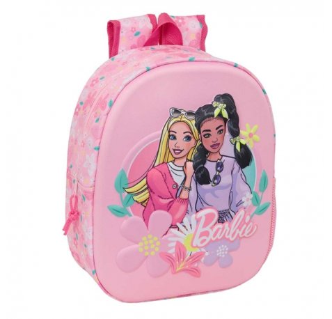 Safta Barbie Mochila 3D - Portabotellas - Hombreras Acolchadas - Asa de Mano Superior - 27x33x10cm - Color Rosa