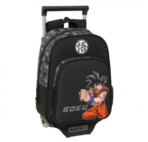 Safta Dragon Ball Mochila con Carro - Portabotellas - Hombreras Ergonomicas - Bolsillo Frontal - Asa de Mano Superior - Mochila Extraible - Material Resistente - 27x10x67cm - Color Negro