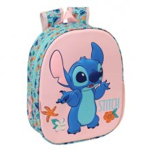 Safta Stitch Mochila 3D - Portabotellas - Hombreras Acolchadas - Asa de Mano Superior - 27x33x10cm - Color Rosa
