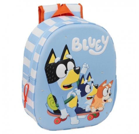 Safta Bluey Mochila 3D - Luces LED Integradas - Bolsillo Lateral - Hombreras Acolchadas - Asa Superior - 27x10x33cm - Color Azul