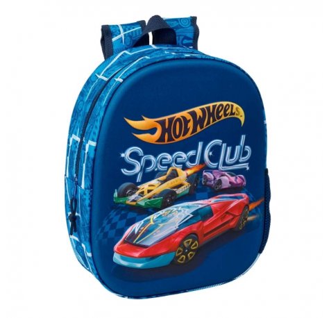 Safta Hot Wheels Mochila 3D - Portabotellas - Hombreras Acolchadas - Asa de Mano Superior - 27x33x10cm - Color Azul Marino