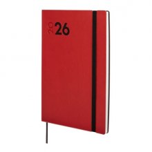 Finocam Dynamic Mara Agenda Profesional en Catalan - Anual 2026 - Tapa Blanda - Cierre con Goma Elastica - Formato Y10 - 144x11x208mm - Semana Vista Horizontal - Color Rojo
