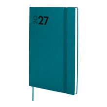 Finocam Dynamic Mara Agenda Profesional en Catalan - Anual 2027 - Semana Vista Horizontal - 140x204mm - Goma Elastica - Tapa Blanda de PU - Esquinas Microperforadas - Papel de 80g/m2 - Color Turquesa