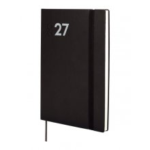 Finocam Dynamic Mara Agenda Profesional en Catalan - Anual 2027 - Semana Vista Horizontal - 140x204mm - Goma Elastica - Tapa Blanda de PU - Esquinas Microperforadas - Papel de 80g/m2 - Color Negro