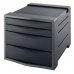 Esselte Europost Vivida Buc de 4 Cajones - 2 Medidas de Cajon - Deslizamiento Suave - Base con Goma Antideslizante - Color Gris/Negro