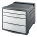 Esselte Europost Vivida Buc de 4 Cajones - 2 Medidas de Cajon - Deslizamiento Suave - Base con Goma Antideslizante - Color Gris/Blanco