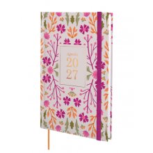 Finocam Dynamic Berlin Hojas Agenda Profesional - Anual 2027 - Semana Vista Vertical - 140x204mm - Goma Elastica - Tapa Dura Acolchada - Esquinas Microperforadas - Papel de 80g/m2 - Multicolor