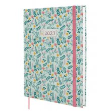 Finocam Dynamic Berlin Trigo Agenda Profesional - Anual 2027 - Semana Vista Vertical - 210x270mm - Goma Elastica - Tapa Dura Acolchada - Esquinas Microperforadas - Papel de 80g/m2 - Multicolor
