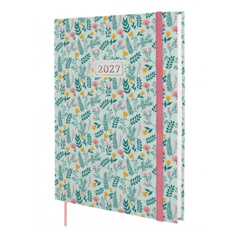 Finocam Dynamic Berlin Trigo Agenda Profesional - Anual 2027 - Semana Vista Vertical - 210x270mm - Goma Elastica - Tapa Dura Acolchada - Esquinas Microperforadas - Papel de 80g/m2 - Multicolor