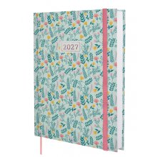 Finocam Dynamic Berlin Trigo Agenda Profesional - Anual 2027 - 1 Dia por Pagina - Formato Y12 - 210x270mm - Goma Elastica - Tapa Dura Acolchada - Esquinas Microperforadas - Papel de 80g/m2 - Multicolor