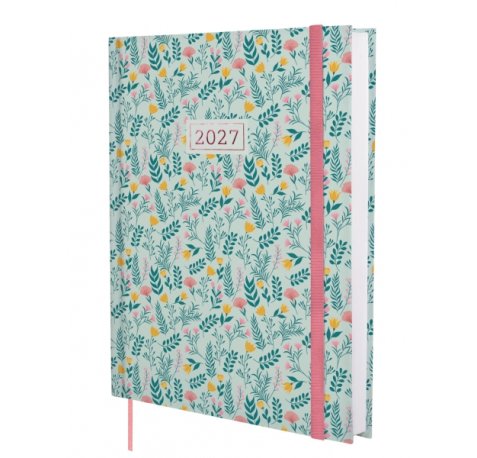 Finocam Dynamic Berlin Trigo Agenda Profesional - Anual 2027 - 1 Dia por Pagina - Formato Y12 - 210x270mm - Goma Elastica - Tapa Dura Acolchada - Esquinas Microperforadas - Papel de 80g/m2 - Multicolor