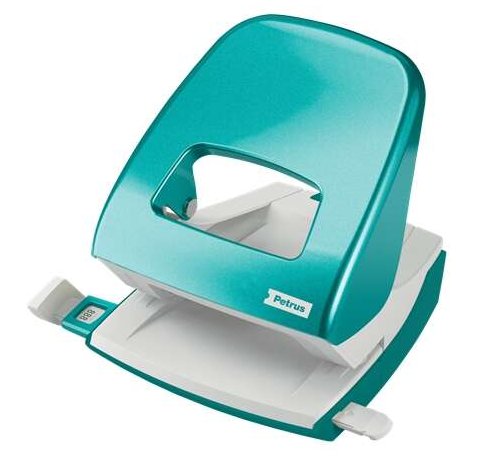 Petrus 62 Taladro Perforador - Hasta 30 Hojas - Marcas de Formato - Punzones 5.5mm - Color Turquesa