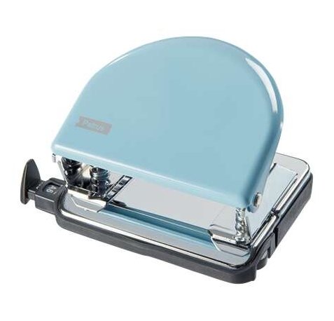 Petrus 52 Retro Taladro Perforador Metalico - Hasta 20 Hojas - Marcas de Formato - Facil Vaciado - Punzones 5.5mm - Color  Fondant Blue