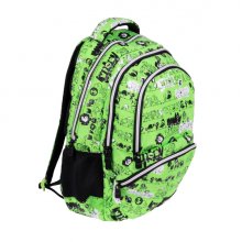 Milan Tandem 2 Mochila Escolar 25L - Bolsillos Laterales de Malla - Compartimento Interior para Portatil - 4 Cremalleras - 46.5x30x17cm - Color Verde