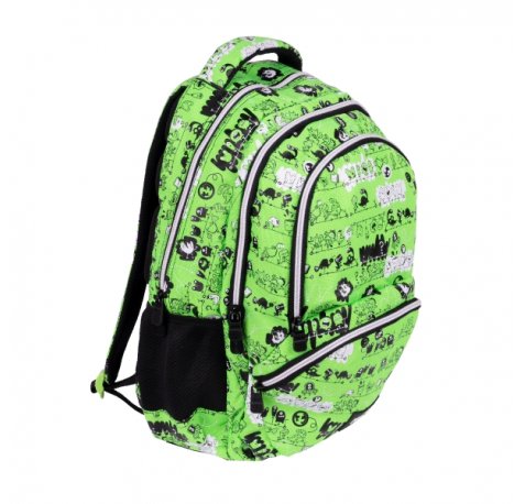 Milan Tandem 2 Mochila Escolar 25L - Bolsillos Laterales de Malla - Compartimento Interior para Portatil - 4 Cremalleras - 46.5x30x17cm - Color Verde