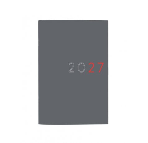 Finocam Planificador de Sobremesa Internacional - Anual 2027 - Mes Vista - Formato Y11 - 165x240mm - Tapa de Carton - Esquinas Microperforadas - Papel de 120g/m2 - Color Gris
