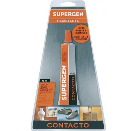Supergen Contacto Pegamento 40ml - Secado Rapido - No Contiene Tolueno - Color Amarillo