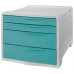 Esselte Colour'Breeze Buc de 4 Cajones - 2 Medidas de Cajon - Deslizamiento Suave - Base con Goma Antideslizante - Color Gris/Azul