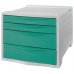 Esselte Colour'Breeze Buc de 4 Cajones - 2 Medidas de Cajon - Deslizamiento Suave - Base con Goma Antideslizante - Color Gris/Verde