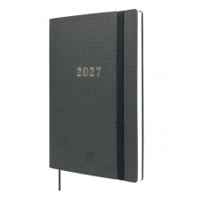 Finocam Dotted Agenda de Tapa Flexible Internacional - 16 Meses - Semana Vista Horizontal - Formato Y10 - 140x204mm - Papel de 80g/m2 - Esquinas Microperforadas - Cierre con Goma - Color Negro
